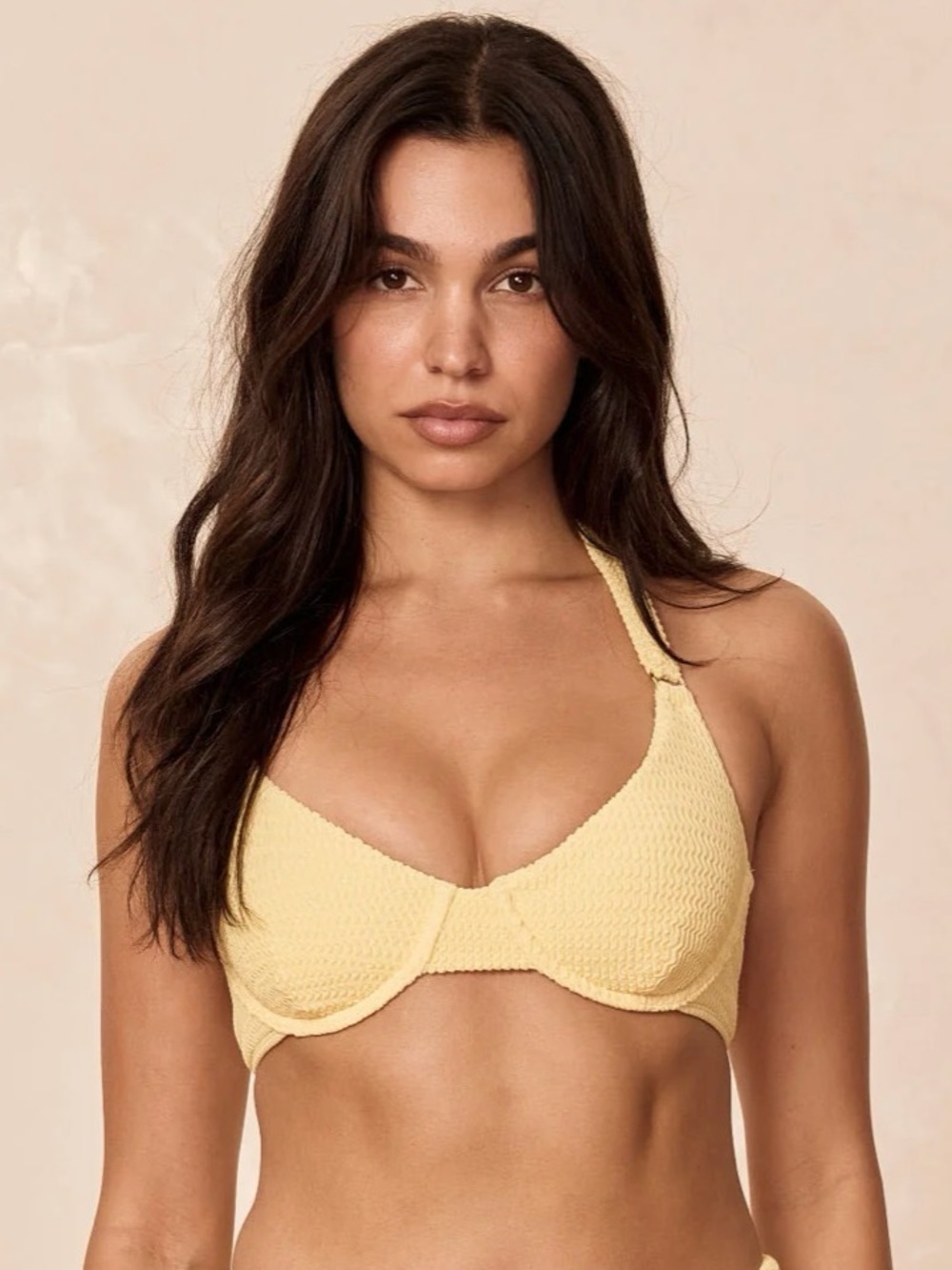 Monday Swimwear Pale Yellow Knit Tie Bralette